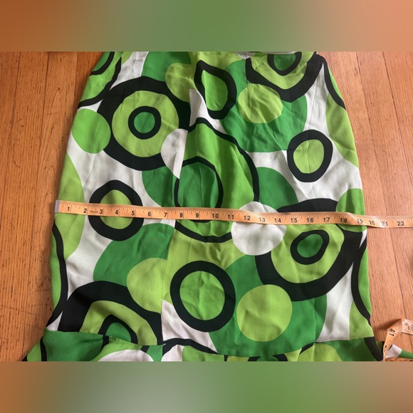 Y2K Vintage Green Silk Abstract Print Skirt Sz M - Picture 5 of 9